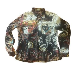 Le Caviar colorful hidden snap Shirt